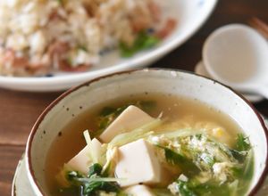 ゴロゴロ豆腐と水菜のかき玉スープ-レシピのメイン写真