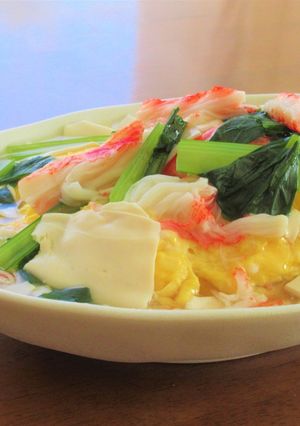 かにかま小松菜と豆腐のあんかけオムライス-レシピのメイン写真