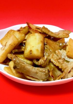 豚バラ肉と長いものソース炒め-レシピのメイン写真