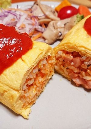 お弁当に☆バウムクーヘン式オムライス-レシピのメイン写真