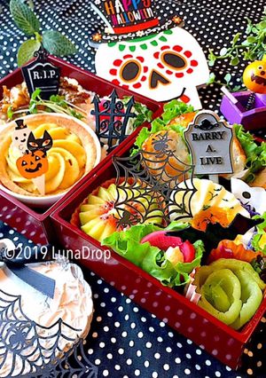 月見鶏団子 くるみ小女子弁当 ハロウィン-レシピのメイン写真