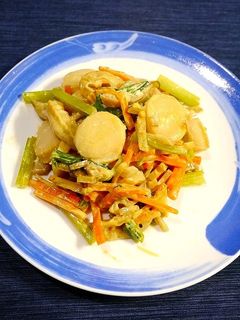 簡単!ホタテと根菜のマヨポン炒め-レシピのメイン写真
