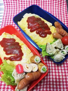 野球少年&パパ弁当♡オムライス11/2-レシピのメイン写真