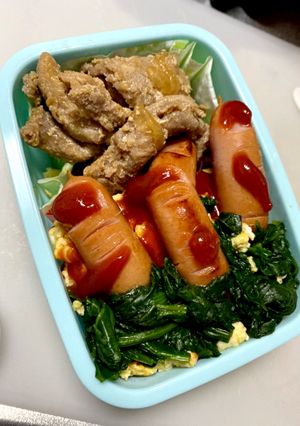 ドッキリ！指のようなウィンナーw弁当に-レシピのメイン写真