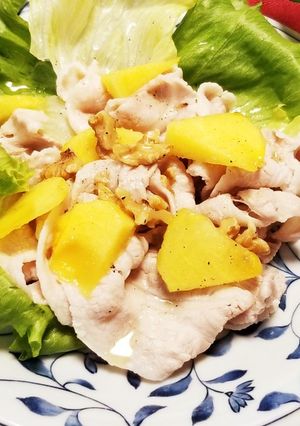 薬膳☆くるみドレッシングと柿の豚しゃぶ-レシピのメイン写真