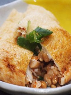 納豆キムチーズとキノコの薄揚げ包み焼き-レシピのメイン写真