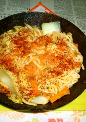 辛子明太子載せ野菜MIXの焼きうどん-レシピのメイン写真