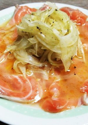 今日のおつまみ9日目。サーモンカルパ♪-レシピのメイン写真