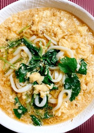 簡単！生姜とみつ葉のかきたまうどん♪-レシピのメイン写真