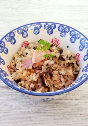 海苔とベーコンの炊き込みご飯＃家事ヤロウ-レシピのメイン写真