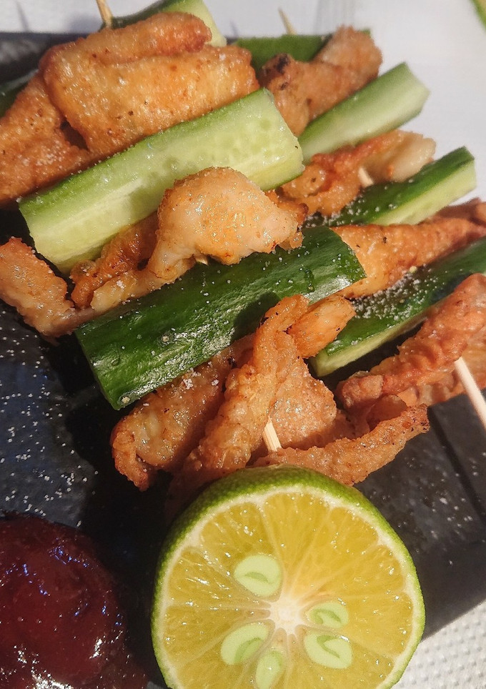 鶏皮と胡瓜の焼き鳥-レシピのメイン写真