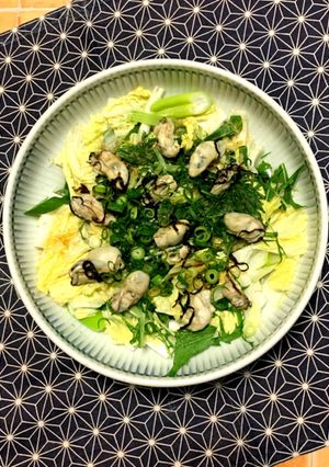 鍋材料の野菜達で1品に☆牡蠣のレンジ蒸し-レシピのメイン写真