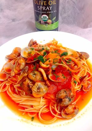 あさりとボイルイカのトマトスパゲティ-レシピのメイン写真