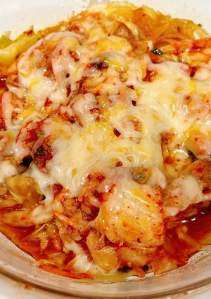 レンジで簡単！鶏肉のキムチチーズ蒸し-レシピのメイン写真