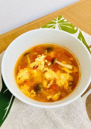 朝食に！ごま油香る♪トマ玉スープ-レシピのメイン写真