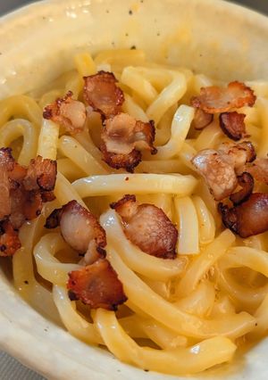 冷凍うどんで簡単うどんカルボナーラ-レシピのメイン写真