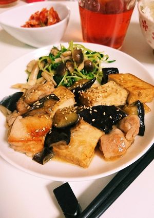 鶏肉茄子厚揚げのお酢炒め-レシピのメイン写真