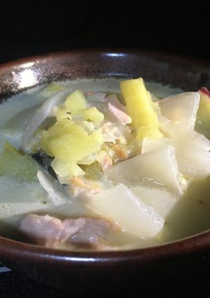 鮭とサツマイモのクリーム煮！離乳食にも-レシピのメイン写真