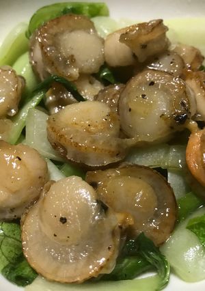 青梗菜とベビー帆立の塩炒め-レシピのメイン写真