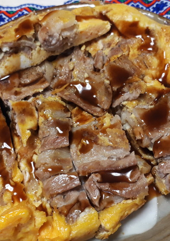 半端に残った卵と豚バラ肉でとんぺい焼き-レシピのメイン写真