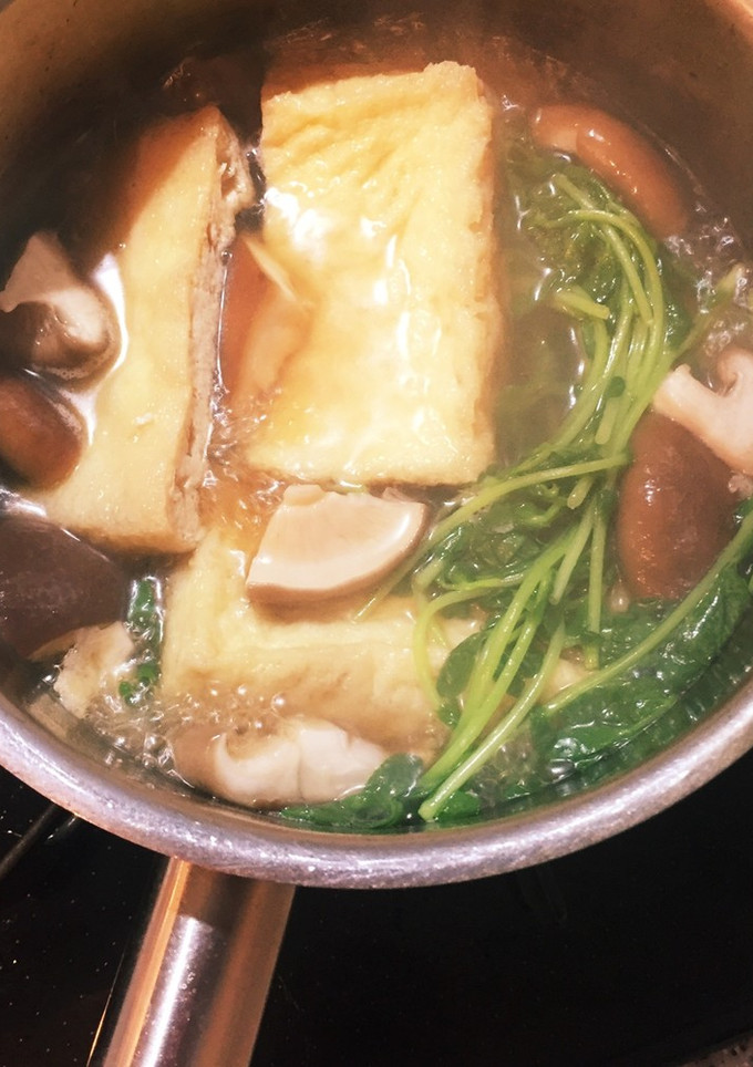 豆苗しいたけ油揚げの煮物-レシピのメイン写真