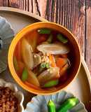 切り干し大根戻し汁活用*根菜醤油麹スープ