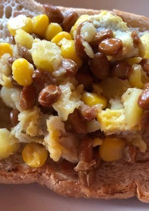 納豆とポテサラワサビ風味のトースト-レシピのメイン写真