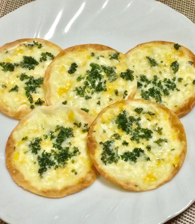 オーブントースターで餃子の皮のチーズ焼き-レシピのメイン写真