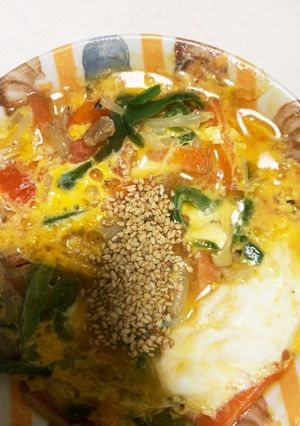 全てレンジチヂミダレでミニトマト豚平焼き-レシピのメイン写真