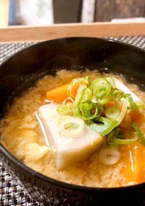 里芋とにんじんのかき玉味噌汁-レシピのメイン写真