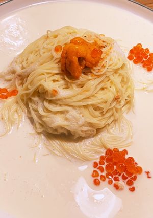 雲丹とイクラの『冷製カルボナーラパスタ』-レシピのメイン写真