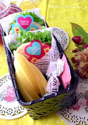 中学生 おにぎりバーガー 秋弁当 詰め方-レシピのメイン写真