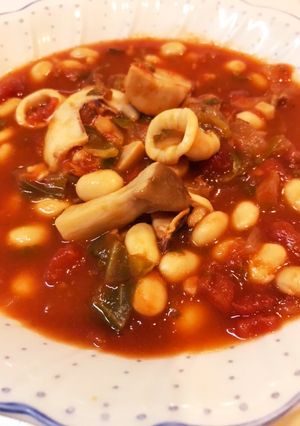 水煮大豆が美味い！イカのトマト煮-レシピのメイン写真