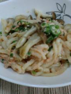 オクラめんたい焼きうどん♪-レシピのメイン写真