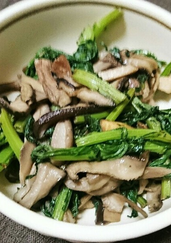 春菊と舞茸のにんにく炒め-レシピのメイン写真