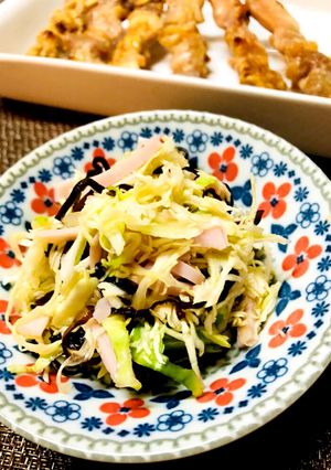 1分で☆千切りキャベツとハムの塩昆布和え-レシピのメイン写真