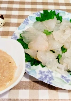 カワハギの肝の処理と味付け(刺身用)-レシピのメイン写真