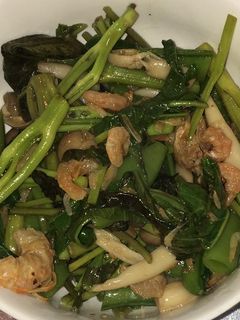 干し海老と空芯菜とさやえんどうの炒め物-レシピのメイン写真