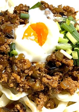 親子と秋なす麻婆うどん-レシピのメイン写真
