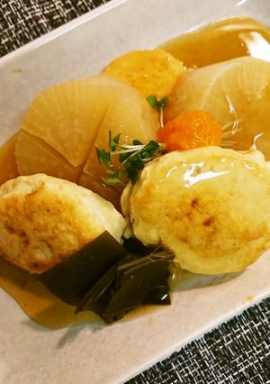 鶏ひき肉焼きと大根煮-レシピのメイン写真