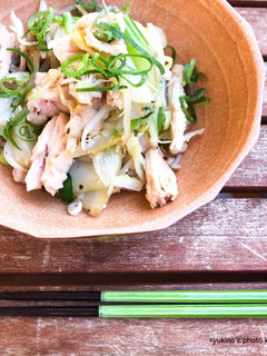 残り物でサラダチキンの野菜蒸-レシピのメイン写真