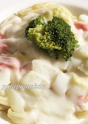 白菜とカニカマのクリームパスタ-レシピのメイン写真