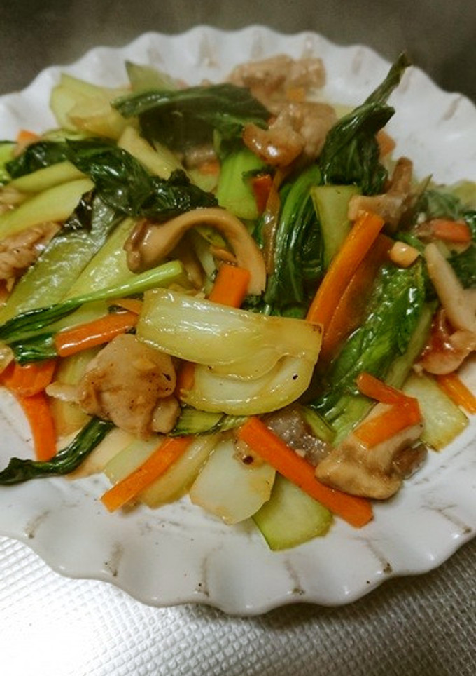 ★チンゲン菜とエリンギと豚肉の中華炒め-レシピのメイン写真