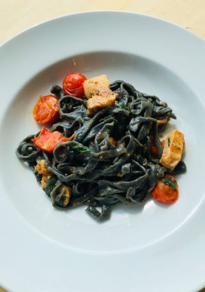 手打ちのタリアテッレ（竹炭のパスタ）-レシピのメイン写真