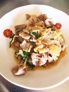 青じそ香る!豚コマとなめ茸の炒めもの-レシピのメイン写真