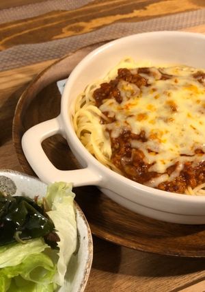 チーズのせミートソーススパゲッティ-レシピのメイン写真