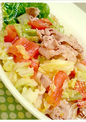キャベツ・トマト・豚肉の野菜炒め-レシピのメイン写真