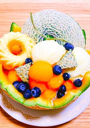 ヘルシー！丸ごとメロンパフェ-レシピのメイン写真