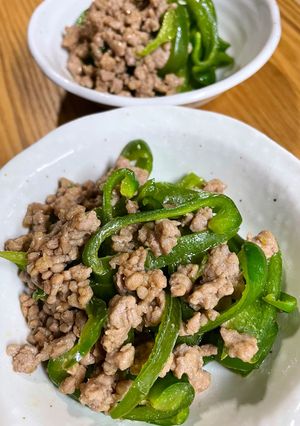 ピーマンと挽肉のオイスター&味噌炒め-レシピのメイン写真