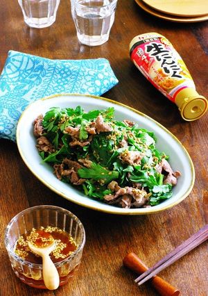 にんにく酢醤油ドレde春菊と牛肉のサラダ-レシピのメイン写真